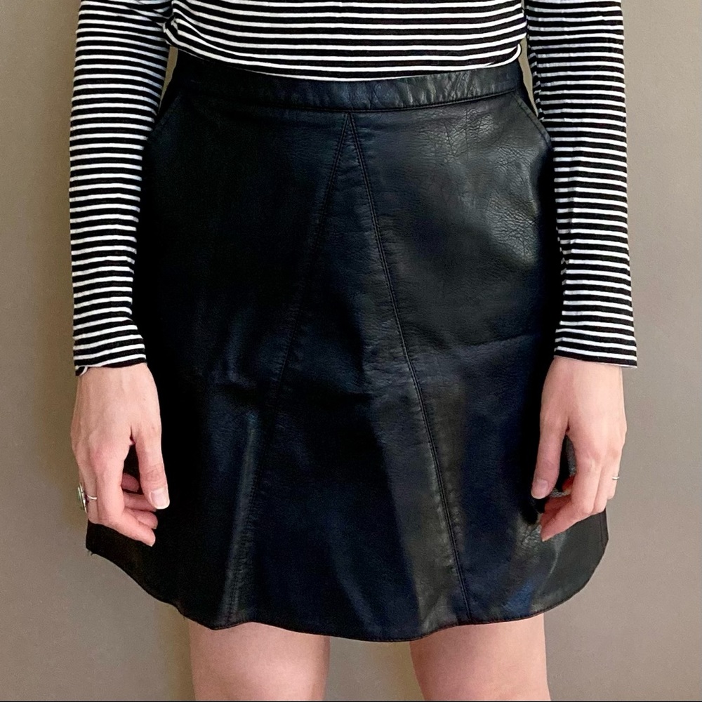 Zara A-Line Faux Leather Mini Skirt